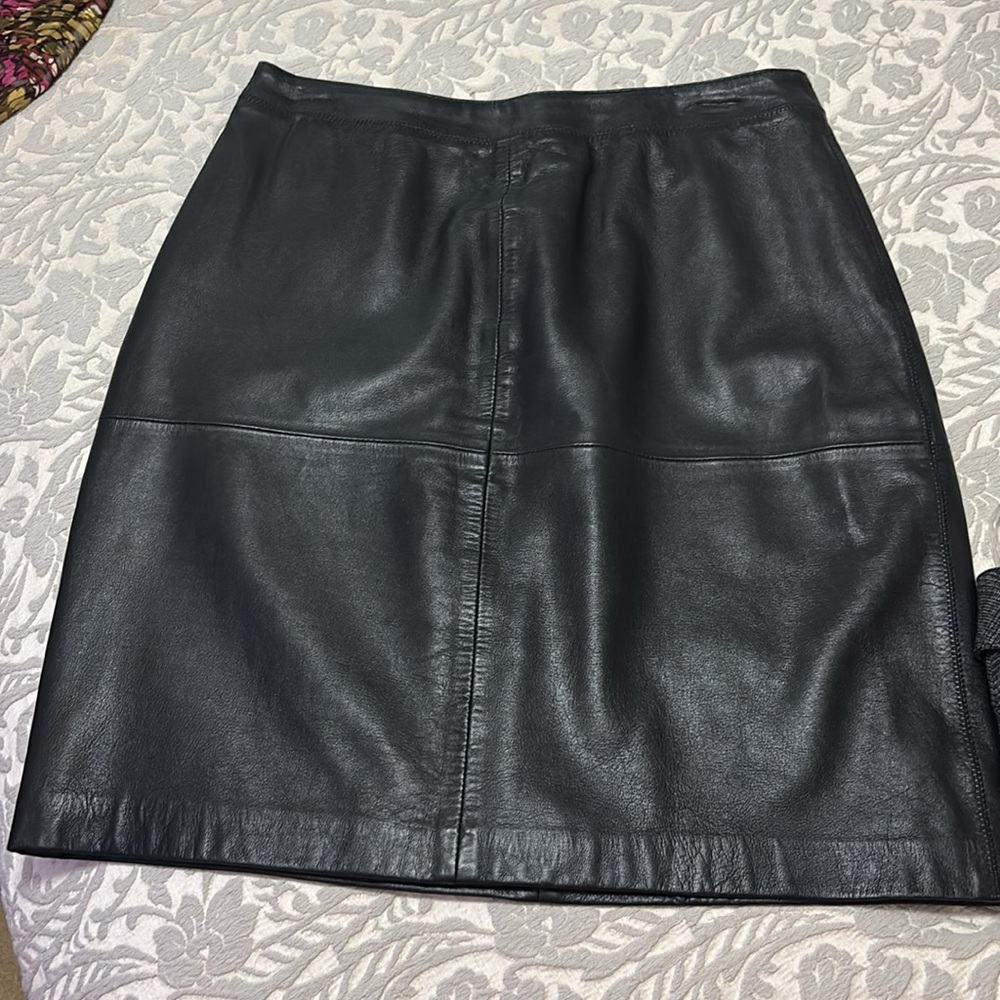 STYLE & CO. Black Genuine Leather Mini Skirt